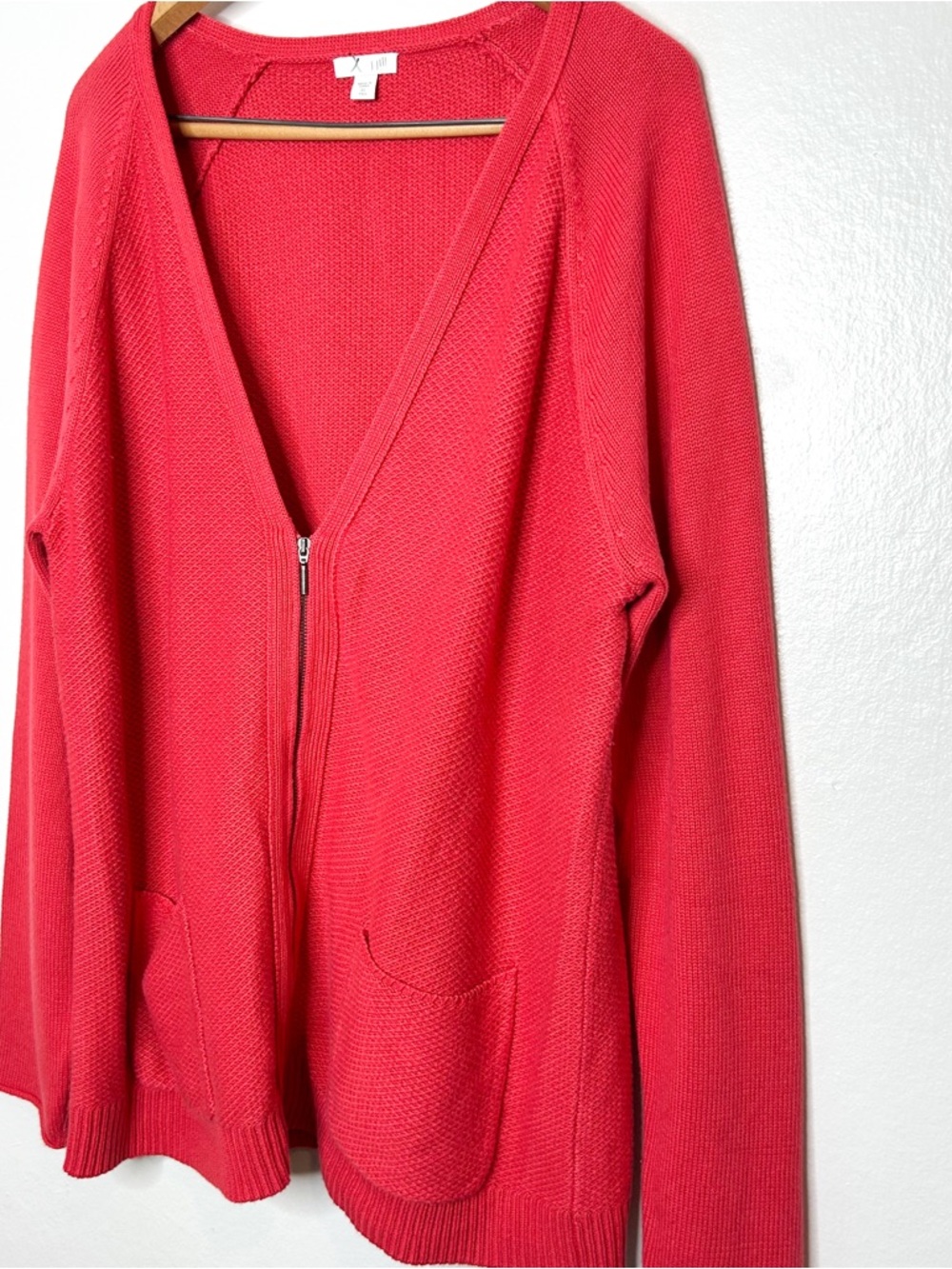 J. Jill Womens Double Zip Front Cotton Blend Knit Cardigan Sweater XL Tall - Picture 3 of 8